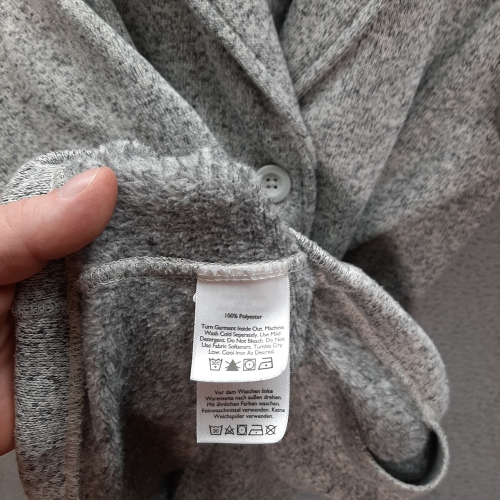 Eddie Bauer Jacket Womens Large Gray Double Breasted Fleece Coat Workwear Preppy - Picture 6 of 9